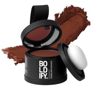 BOLDIFY Hairline Powder (Auburn): Instant root touch-up and gray coverage. 48-hour stain-proof color for women and men; an alternative to hair fibers and toppers.