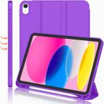 iMieet Case for New iPad 10.9 Inch (10th Gen, 2022) - Trifold Stand with Pencil Holder, Soft TPU Back, and Auto Wake/Sleep (Grape Purple)