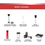 BLACK+DECKER Kitchen Wand Cordless Immersion Blender3-in-1 Multi Tool Set Red