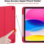 iMieet Case for New iPad 10.9 Inch (10th Gen, 2022) - Trifold Stand with Pencil Holder, Soft TPU Back, and Auto Wake/Sleep (Red)