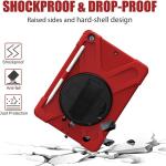 ZenRich Rugged Shockproof Case for iPad 9th/8th/7th Generation 10.2 inch (2021), with Pencil Holder, Rotating Hand Strap, Stand, Shoulder Strap, and Screen Protector (A-Red)