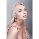 Didder Pink Opal Tiara: Elegant crown with combs for women and girls, perfect for weddings, proms, birthdays, and Halloween costumes.