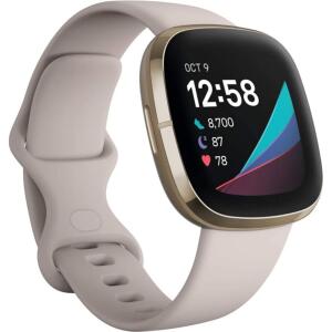 Fitbit Sense Health & Fitness Smartwatch S & L Bands Included) -White/Gold