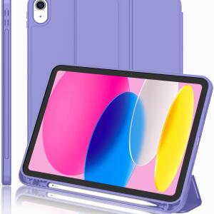 iMieet Case for New iPad 10.9 Inch (10th Gen, 2022) - Trifold Stand with Pencil Holder, Soft TPU Back, and Auto Wake/Sleep (Slate Blue)