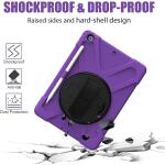 ZenRich Rugged Shockproof Case for iPad 9th/8th/7th Generation 10.2 inch (2021), with Pencil Holder, Rotating Hand Strap, Stand, Shoulder Strap, and Screen Protector (A-Purple)