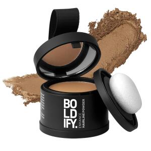 BOLDIFY Hairline Powder (Dark Blonde): Root touch-up and gray coverage. 48-hour stain-proof color for women and men; an alternative to hair fibers and toppers.