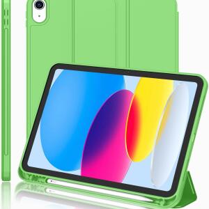 iMieet Case for New iPad 10.9 Inch (10th Gen, 2022) - Trifold Stand with Pencil Holder, Soft TPU Back, and Auto Wake/Sleep (Grass Green)