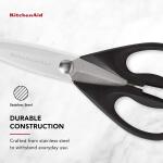 KitchenAid All Purpose Kitchen Shears with Protective Sheath, Dishwasher Safe Stainless Steel Scissors, Comfort Grip, 8.72Inch, Black for Everyday Use.