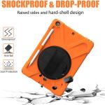 ZenRich Rugged Shockproof Case for iPad 9th/8th/7th Generation 10.2 inch (2021), with Pencil Holder, Rotating Hand Strap, Stand, Shoulder Strap, and Screen Protector (A-Orange)