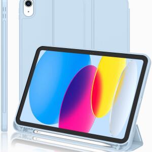 iMieet Case for New iPad 10.9 Inch (10th Gen, 2022) - Trifold Stand with Pencil Holder, Soft TPU Back, and Auto Wake/Sleep (Sky Blue)