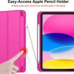 iMieet Case for New iPad 10.9 Inch (10th Gen, 2022) - Trifold Stand with Pencil Holder, Soft TPU Back, and Auto Wake/Sleep (Rose Red)