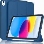 iMieet Case for New iPad 10.9 Inch (10th Gen, 2022) - Trifold Stand with Pencil Holder, Soft TPU Back, and Auto Wake/Sleep (Navy Blue)