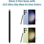 TYHJ S23 Ultra S Pen Compatible with Galaxy S23 Ultra 5G All Version Pen Tips 0.7mm (Sky Blue/Lime/Silver)