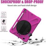 ZenRich Rugged Shockproof Case for iPad 9th/8th/7th Generation 10.2 inch (2021), with Pencil Holder, Rotating Hand Strap, Stand, Shoulder Strap, and Screen Protector (A-Rosered)