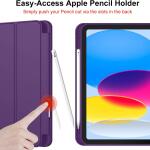 iMieet Case for New iPad 10.9 Inch (10th Gen, 2022) - Trifold Stand with Pencil Holder, Soft TPU Back, and Auto Wake/Sleep (Dark Purple)