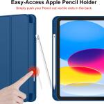 iMieet Case for New iPad 10.9 Inch (10th Gen, 2022) - Trifold Stand with Pencil Holder, Soft TPU Back, and Auto Wake/Sleep (Navy Blue)