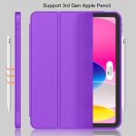 iMieet Case for New iPad 10.9 Inch (10th Gen, 2022) - Trifold Stand with Pencil Holder, Soft TPU Back, and Auto Wake/Sleep (Grape Purple)