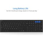 Arteck HB192 Universal Bluetooth Keyboard Multi-Device Rechargeable Battery