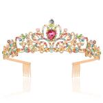 Didder Gold Tiaras: Elegant multicolor rhinestone crowns with combs, perfect for weddings, proms, and birthday parties for women and girls.