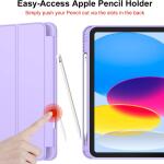 iMieet Case for New iPad 10.9 Inch (10th Gen, 2022) - Trifold Stand with Pencil Holder, Soft TPU Back, and Auto Wake/Sleep (Clove Purple)