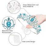 Didder Silver Tiaras: Elegant blue crystal crowns with combs, perfect for weddings, birthdays, proms, and parties for women and girls.