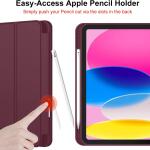 iMieet Case for New iPad 10.9 Inch (10th Gen, 2022) - Trifold Stand with Pencil Holder, Soft TPU Back, and Auto Wake/Sleep (Wine)