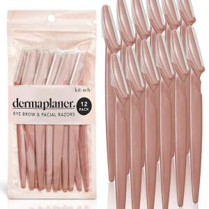 Kitsch Dermaplaning Tool (12 pc, Terracotta): Face razors for men and women, ideal for eyebrow trimming and facial hair removal. Perfect dermaplane razors for smooth skin.