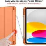 iMieet Case for New iPad 10.9 Inch (10th Gen, 2022) - Trifold Stand with Pencil Holder, Soft TPU Back, and Auto Wake/Sleep (Orange)