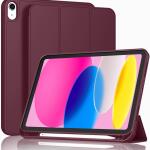 iMieet Case for New iPad 10.9 Inch (10th Gen, 2022) - Trifold Stand with Pencil Holder, Soft TPU Back, and Auto Wake/Sleep (Wine)