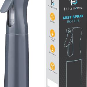 Hula Home Continuous Spray Bottle for Hair (10.1oz/300ml) Gray, Empty Ultra Fine Plastic Water Mist Sprayer, For Hairstyling, Cleaning, Salons, Plants, Essential Oil Scents & More