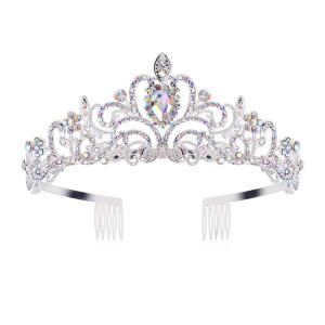 Didder Crystal AB Rhinestones Tiaras and Crowns for Women with Comb Headband Elegant Princess The Crowns for Women Birthday Crowns for Women Tiaras for girls.