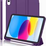 iMieet Case for New iPad 10.9 Inch (10th Gen, 2022) - Trifold Stand with Pencil Holder, Soft TPU Back, and Auto Wake/Sleep (Dark Purple)