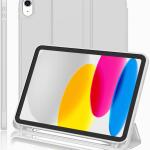 iMieet Case for New iPad 10.9 Inch (10th Gen, 2022) - Trifold Stand with Pencil Holder, Soft TPU Back, and Auto Wake/Sleep (Light Gray)