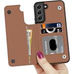 LETO Galaxy S22 Case,Luxury Flip Folio Leather Wallet Case Cover 6.1" Brown