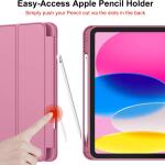 iMieet Case for New iPad 10.9 Inch (10th Gen, 2022) - Trifold Stand with Pencil Holder, Soft TPU Back, and Auto Wake/Sleep (Pale Violet Red)