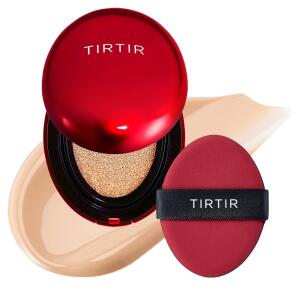 TIRTIR Mask Fit Red Cushion Foundation (#21N Ivory, 0.63 Fl Oz (Pack of 1)), Full coverage, Weighless, Skin fit, Satin Glow Finish, Korean cushion foundation