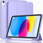 iMieet Case for New iPad 10.9 Inch (10th Gen, 2022) - Trifold Stand with Pencil Holder, Soft TPU Back, and Auto Wake/Sleep (Light Purple)