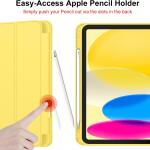 iMieet Case for New iPad 10.9 Inch (10th Gen, 2022) - Trifold Stand with Pencil Holder, Soft TPU Back, and Auto Wake/Sleep (Yellow)