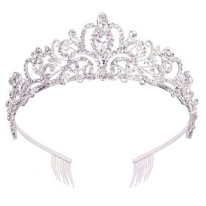 Didder Silver Crystal Tiara Crown Headband Princess Elegant Crown with combs for Women, Girls, Bridal, Wedding, Prom, Birthday Party