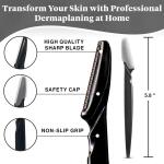 Kitsch Dermaplaning Tool, 6 pc (Black), Face Razors for Women and Men, Eyebrow Trimmer & Face Shaver for Women, Facial Hair Removal for Women and Men, Dermaplane Razor for Women Face