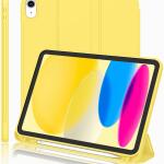 iMieet Case for New iPad 10.9 Inch (10th Gen, 2022) - Trifold Stand with Pencil Holder, Soft TPU Back, and Auto Wake/Sleep (Yellow)