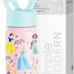 Simple Modern Disney Princess Kids Water Bottle with Straw Lid, Reusable Insulated Stainless Steel Cup for Girls, School, Summit Collection, 14oz, Princess Rainbows