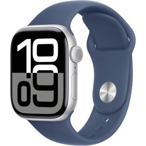 Apple Watch Series 10 Silver Aluminium Case with Denim Sport Band