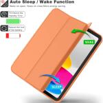 iMieet Case for New iPad 10.9 Inch (10th Gen, 2022) - Trifold Stand with Pencil Holder, Soft TPU Back, and Auto Wake/Sleep (Orange)