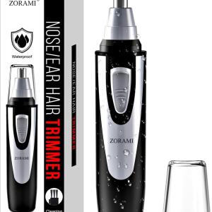 Ear and Nose Hair Trimmer: 2024 model with dual-edge blades for easy cleaning. Painless battery-operated trimmer for eyebrows and facial hair, IPX7 waterproof, suitable for men and women.