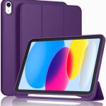 iMieet Case for New iPad 10.9 Inch (10th Gen, 2022) - Trifold Stand with Pencil Holder, Soft TPU Back, and Auto Wake/Sleep (Dark Purple)