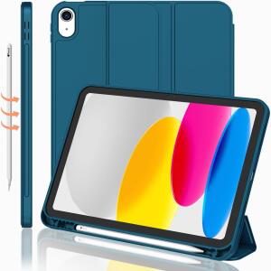 iMieet Case for New iPad 10.9 Inch (10th Gen, 2022) - Trifold Stand with Pencil Holder, Soft TPU Back, and Auto Wake/Sleep (Teal)