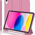 iMieet Case for New iPad 10.9 Inch (10th Gen, 2022) - Trifold Stand with Pencil Holder, Soft TPU Back, and Auto Wake/Sleep (Pale Violet Red)