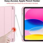 iMieet Case for New iPad 10.9 Inch (10th Gen, 2022) - Trifold Stand with Pencil Holder, Soft TPU Back, and Auto Wake/Sleep (Pink)