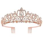 Didder Rose Gold Crystal Tiara Crown Headband Princess Elegant Crown with combs for Women, Girls, Bridal, Wedding, Prom, Birthday Party